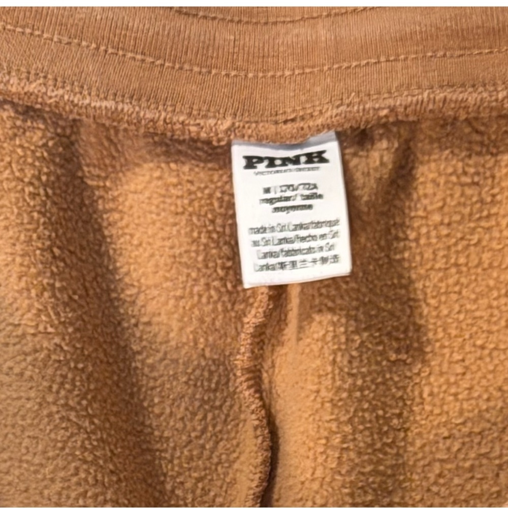 PINK Ivy Fleece Victoria's Secret Wide-Leg Drawstring Pants in Camel - Picture 4 of 7